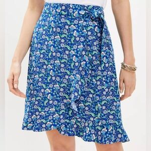 LOFT floral ruffle wrap skirt